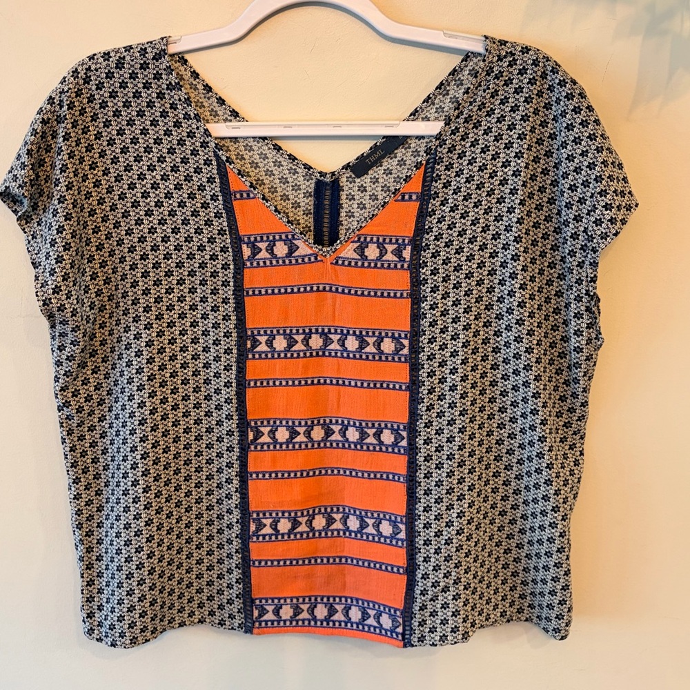 Anthropologie THML Bohemian Cap Sleeved Blouse